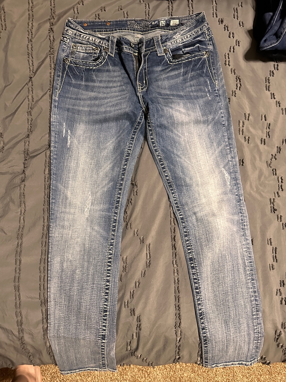 Miss Me Washed Blue Skinny Jeans - Faded Detail
